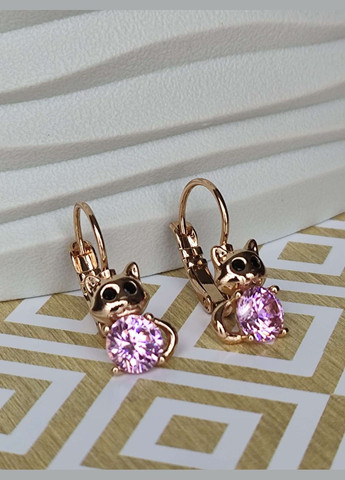 Красиві сережки котики xuping ксюпінг позолота медичне золото рожеві циркони Xuping Jewelry (336190274)