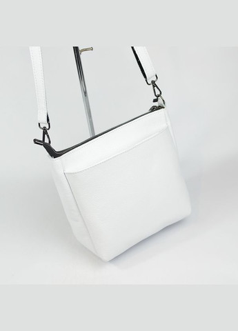 Белая кожаная женская маленькая сумка кросс боди на три отделения через плечо Serebro (285895825)
