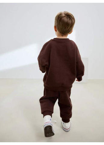 Коричневый демисезонный комплект оверсайз на флисе chocolate/milk Next Trend 7074~01