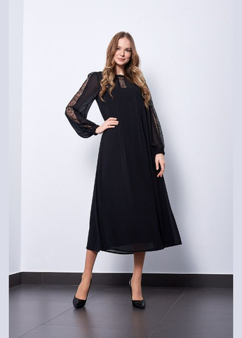 Чорна плаття жіноче демісезонне міді чорне фріда Modna KAZKA