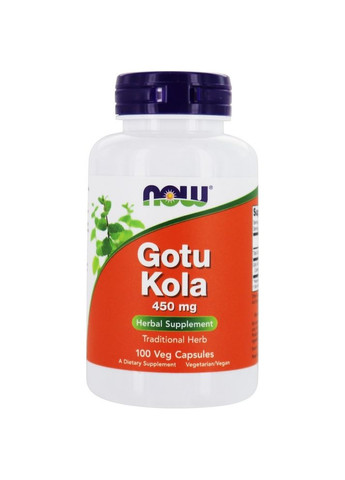 Центелла азиатская 450 мг Gotu Kola для здоровья мозга и кожи 100 капсул Now Foods (264648102)