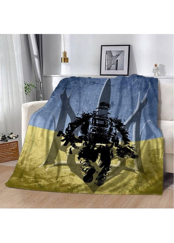 Плед патріотичний Український воїн 3D якісне покривало з 3D малюнком розмір 160х200 Україна ТД (369657878)