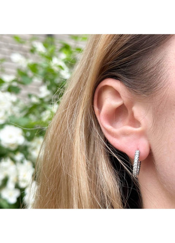 Серебряные серьги Пандора кульчики "Строчка паве" 292624C01 Kabluchka (355344735)