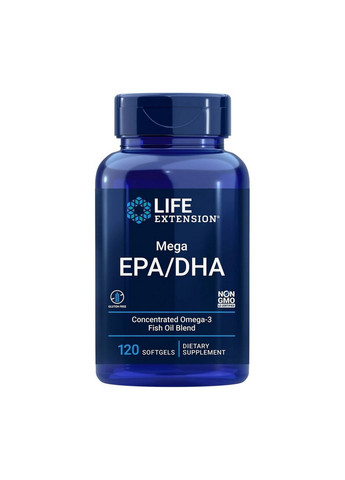 Жирные кислоты Mega EPA/DHA, 120 капсул Life Extension (293338144)