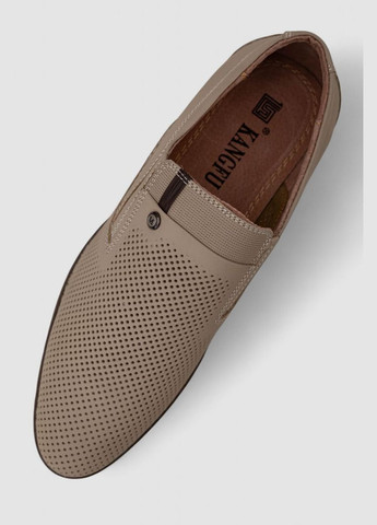 Темно-бежевые туфли мужские с перфорацией,, KangFu