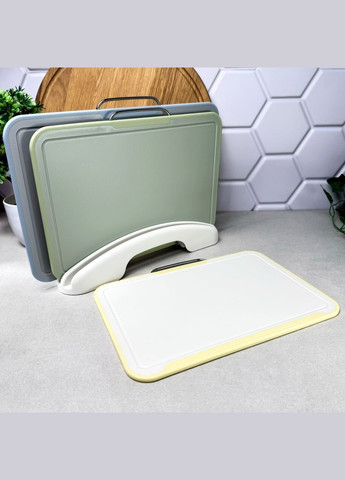 Набір обробних кухонних дошок на підставці 4 предмети Скоба No Brand (311224225)