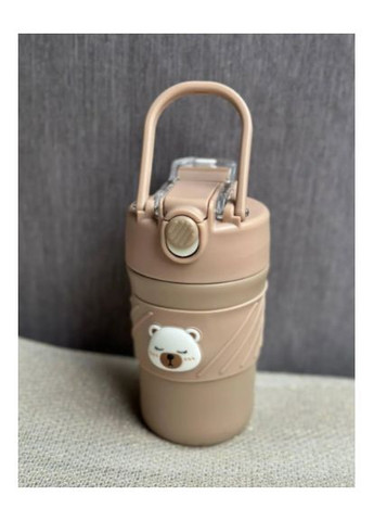 Термос дитячий «Cute Bear» поїлка з трубочкою нержавіюча сталь 420 мл Коричневий No Brand (363831091)