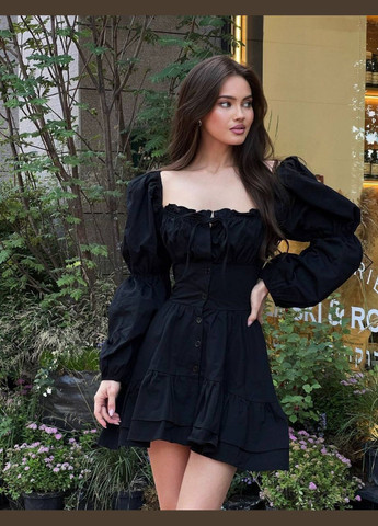 Чорна повсякденний жіноча сукня на гудзиках Україна однотонна