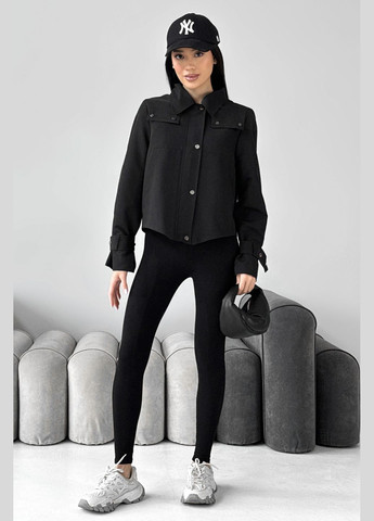 Чорна демісезонна укорочена куртка прямого крою чорного кольору косуха Jadone Fashion