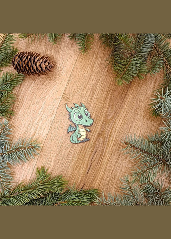 Дерев'яна екоіграшка з гачками на ялинку Діно (DN-733) Luxyart (308359719)