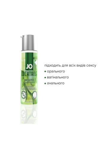 Лубрикант на водной основе JO Cocktails Mojito без сахара растительный глицерин 60 мл System JO (298572900)