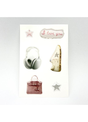 3D Об'ємні наліпки LOVE YOU Набір стікерів 6шт Stiker Pack стікери на телефон ноутбук смартфон iPhone Samsung Xiaomi Pixel Smart (369388087)