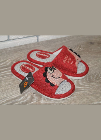 Бордовые комнатные тапочки для девочки бордовые Scarrhett с логотипом, с вышивкой