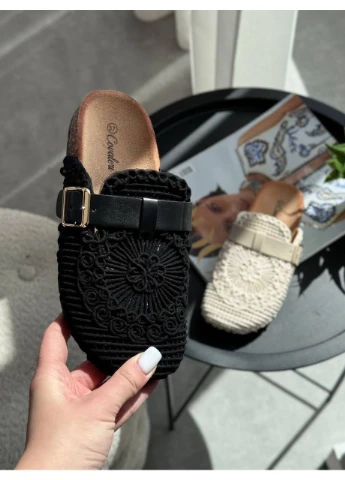 Черные текстильные сабо No Brand