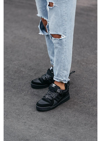 КРОСІВКИ ЖІНОЧІ ADIDAS FORUM X BAD BUNNY BLACK АДІДАС ФОРУМ БЕД БАННІ No Brand чорні демісезони (367175890)