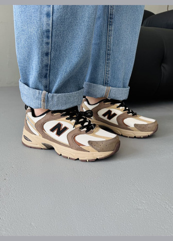 Коричневі Осінні кросівки чоловічі і жіночі new balance 530 brown white | нью баланс 530 коричневі No Brand