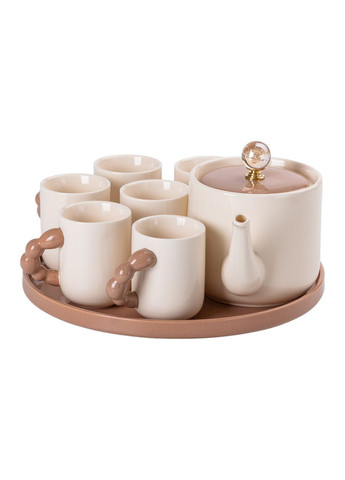 Чайный сервиз на 6 персон с керамической подставкой HP-15-24 Yiwu (305389516)