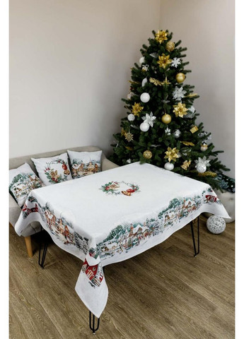 Декоративная подушка с велюром Зимний город 45х45 см новогодняя для интерьера подарок праздничный ProDobro (369365474)