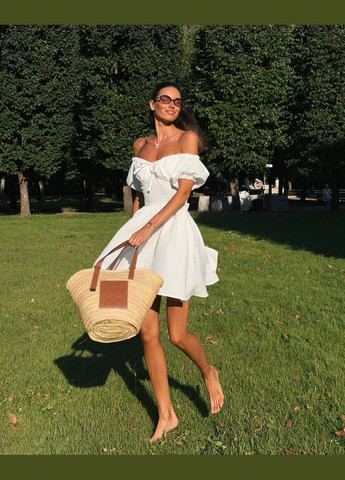 Молочное повседневный, кэжуал, коктейльное, вечернее женское платье клеш No Brand