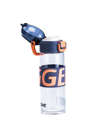 Бутылочка для воды 460 мл стеклянная с пластиковой крышкой Синий Happy Life (360456840)