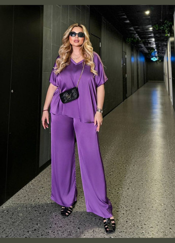 Жіночий костюм із шовку Армані колір фіолетовий р.48/52 454076 New Trend (289843995)