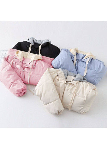 Голубая зимняя куртка 0261 матовая плащевка силикон 250,двойной капюшон тринитка на флисе Україна