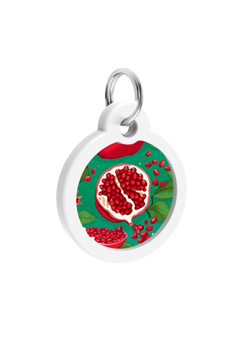 Адресник для собак і котів металевий Smart ID c QR паспортом, малюнок «Гранати», коло, Д 30 мм WAUDOG (330245086)