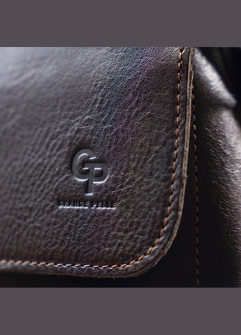 Чоловіча сумка через плече шоколадна крос боді в гладкій італійській шкірі 11334 Grande Pelle (329197268)