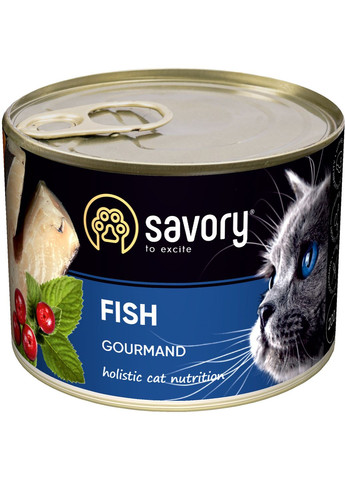 Влажный корм для котов с рыбой 200 г (30648) Savory (279572917)