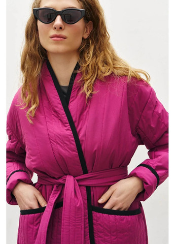 Рожева демісезонна куртка-кімоно з принтом, колір рожевий Rica Mare