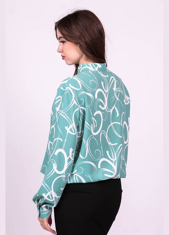 Фісташкова блузка жіноча 057 малюнок білі креп фісташкова Актуаль