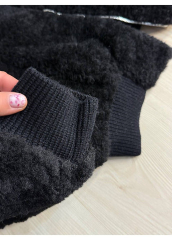 Шуба женская 10016 мех тедди бомбер короткая оверсайз черная Lady yep (368727310)