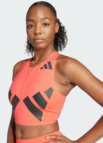 Красный кроп-топ adizero road to records adidas полиамид