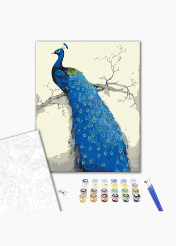 Картина за номерами Птахи Блакитна пава Картини в цифрах розмальовка на полотні 40х50см BS52249 Brushme (308988958)