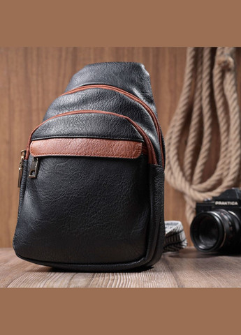 Зручна жіноча сумка через плече з отвором для навушників з екошкіри 22787 Чорний Vintage (304533834)