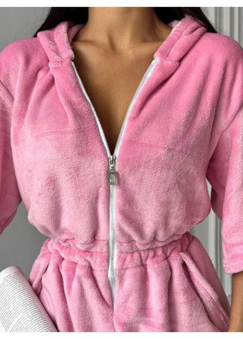 Розовая всесезон теплая пижама-комбинезон из двухсторонней махры – замеры в описании комбинезон DK/DL Мода без кордонів