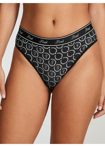 Трусики-бразиліана жіночі PINK Logo Cotton Brazilian Panty чорні Victoria's Secret (317250886)