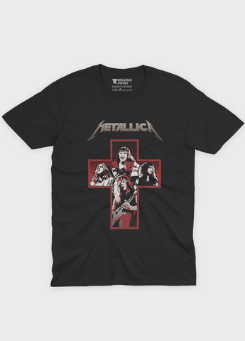 Черная мужская футболка с рок-принтом "metallica" (ts001-3-bl-004-2-197) Modno