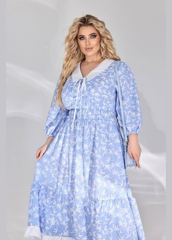Голубое женское свободное платье из софта цвет голубой р.50/52 450396 New Trend