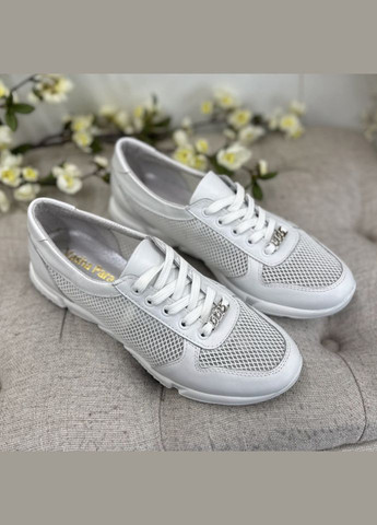 Кросівки білі жіночі на шнурівці. Натуральна шкіра та текстильна сітка. 39 розмір Vasha para білі (342324968)