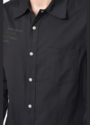 Черная кэжуал рубашка с абстрактным узором Let's Shop