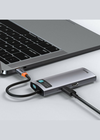 USB-хаб (Type-C to HDMI*1+USB3.0*3+PD*1+RJ45*1) (CAHUB-CW0G) Baseus Metal Gleam Series 6-in-1 Multifunctional (345108469)
