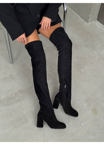 Черные осенние демисезонные ботфорты с анатомическим носиком Helen