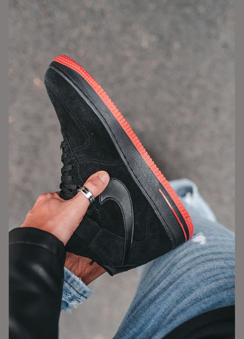 Черные зимние кроссовки зимние мужские nike air force 1 winter high black fur | найк аир форс 1 высокие черные с мехом No Brand