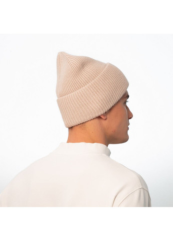 Шапка біні чоловіча вовна бежева GEORGE 013-056 LuckyLOOK 013-056M (366969632)