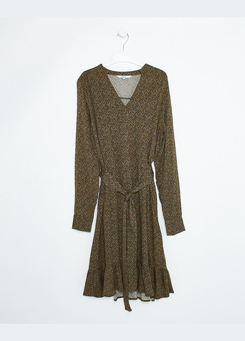 Темно-зеленое платье демисезон,болотный в узоры, YAYA