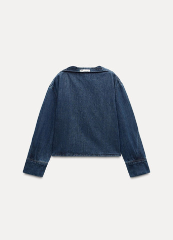 Синяя джинсовая рубашка однотонная Zara