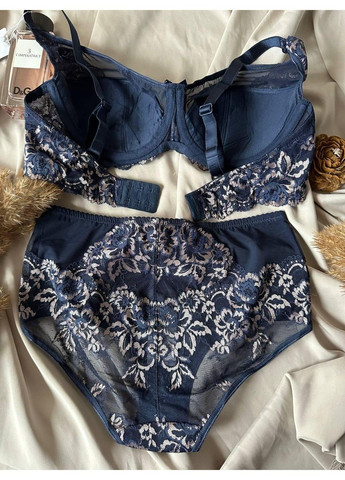 Синій комплект бюстгальтер + трусики максі 11153 синій Lanny Mode