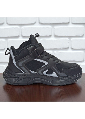 Чорні Осінні утеплені демісезонні кросівки хайтопи на флісі на липучках для хлопчика піділтка Tom.M