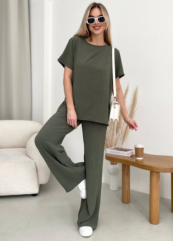 Базовый легкий повседневный летний костюм двойка: футболка + штаны палаццо Allthings (355797588)